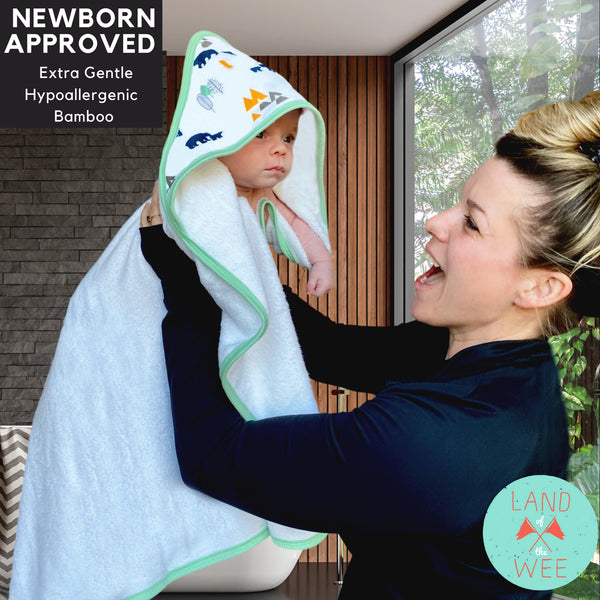 All I Can Bear - Bamboo Hooded Towels for Newborn Baby - 2 Pack - Luxuriously Soft & Ultra Absorbent Baby Bath Towel with Hood and Bonus Wet Dry Bag Included