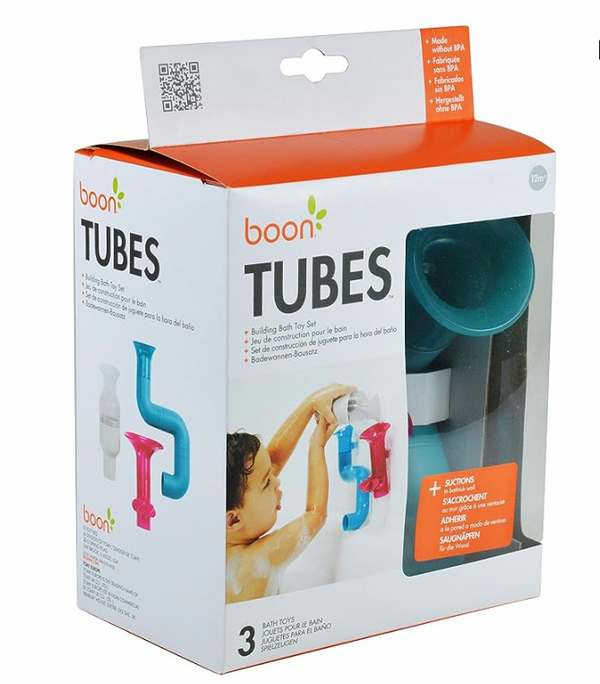 Boon TUBES Building Toddler Bath Tub Toy for Kids Aged 12 Months and Up,  (Pack of 3)