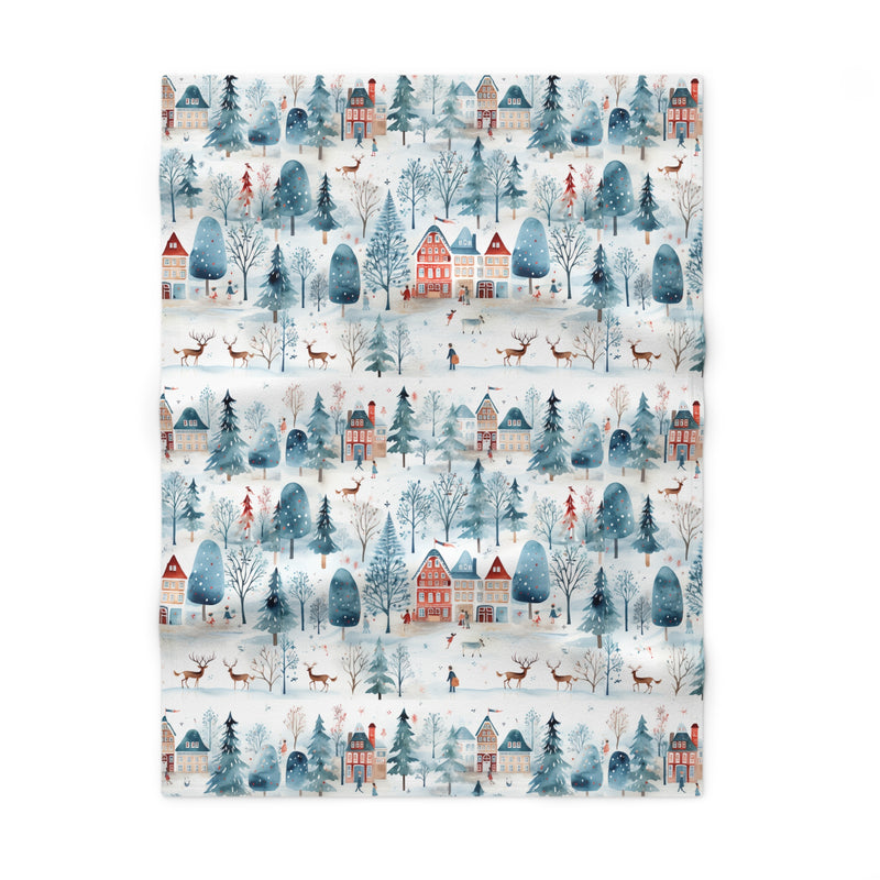 Watercolor "Scandinavian Folklore Winter Design Baby Fleece Blanket - Perfect Newborn Christmas Blanket & December Birthday Gift"