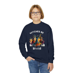 "Kids 'Witches Be Crazy' Halloween Sweatshirt for Girls | Comfy & Cute in Navy, Black, Gray | Sizes XS-XL!