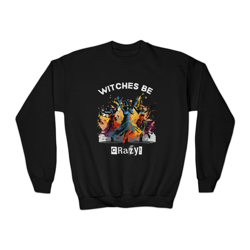 "Kids 'Witches Be Crazy' Halloween Sweatshirt for Girls | Comfy & Cute in Navy, Black, Gray | Sizes XS-XL!