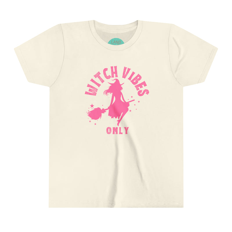 Witch Vibes Only Halloween Kids T-Shirt - Easy Witch Halloween Costume Outfit for Girls (SM to XL) - Cute and Comfy Witchy Attire