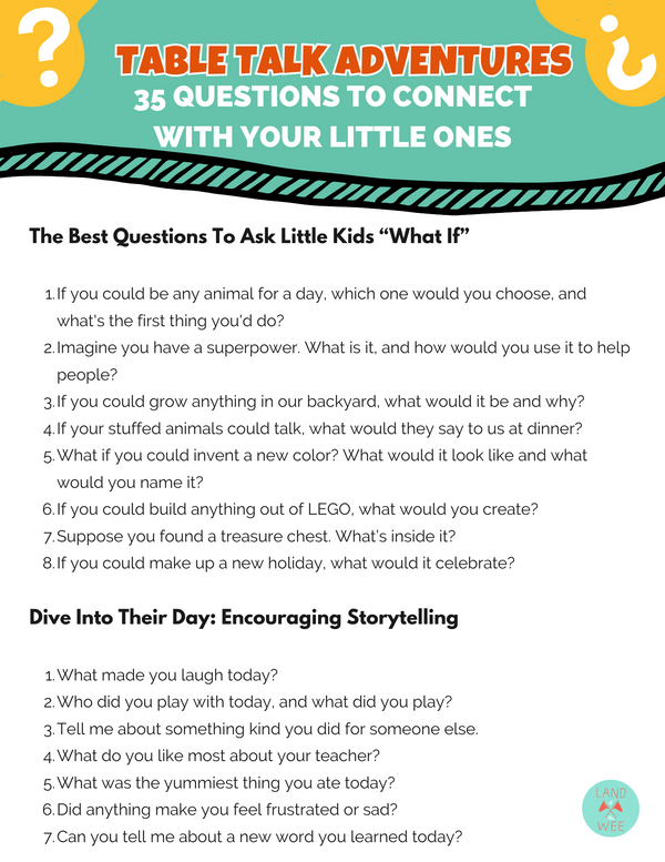 35 Questions To Connect With Your Little Kids  - Dinner Table Addition