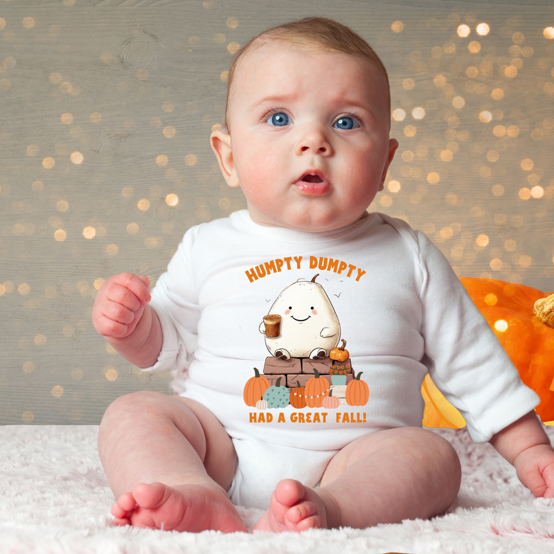 Humpty Dumpty - Baby Fall Onesie Bodysuit - New Baby Fall Shirt - Cute Funny Design, NB-18 Months, 3 Colors