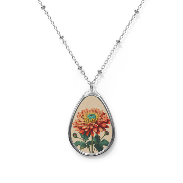 Stunning November Birthday Necklace: Personalized Chrysanthemum Elegance in Brass & Aluminum – A Perfect Gift!