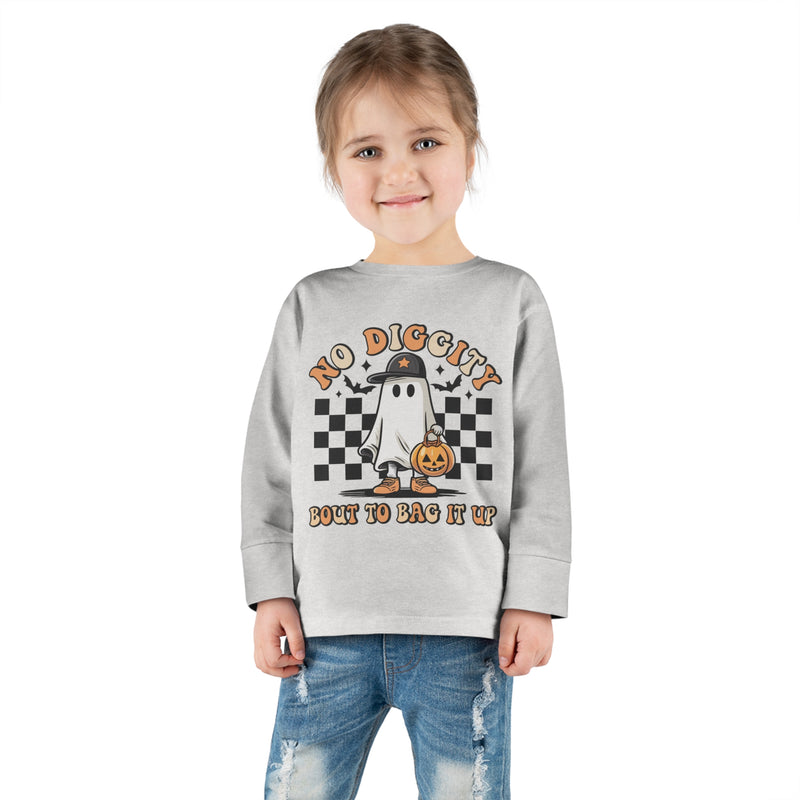 Toddler Halloween Funny Long Sleeve T-Shirt - Sizes 2T To 6T , 3 Spooktastic Colors, Perfect For a Girl Or Boy - Ghost Tee, No Diggity 90's