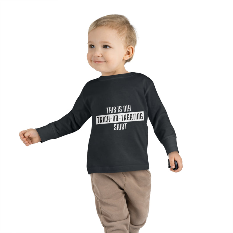 Toddler Halloween Funny Long Sleeve T-Shirt - Sizes 2T To 6T , Black, Perfect For a Girl Or Boy - Adorable Long Sleeve Toddler Tee: 'This Is My Trick-or-Treating Shirt' - Perfect for Halloween Fun!