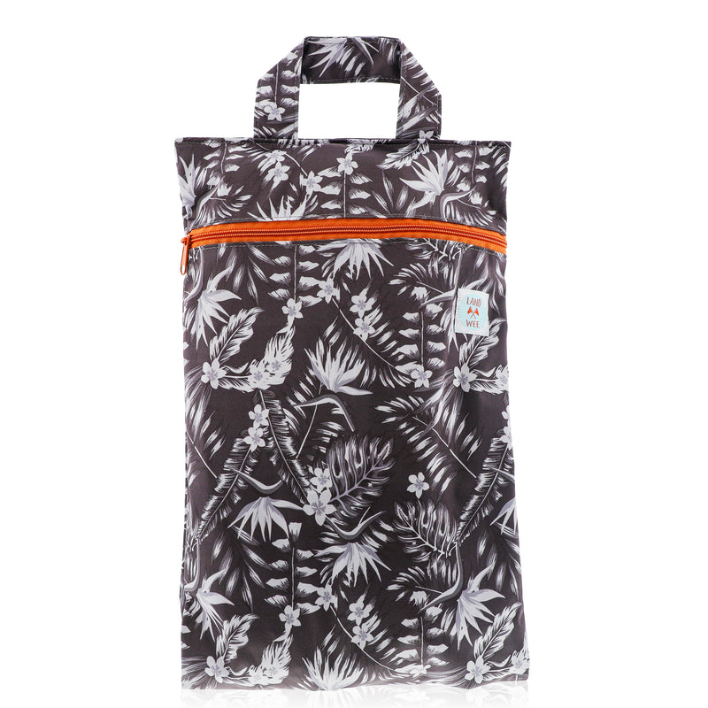 Wet/Dry Bag - Gray & White Floral Palm