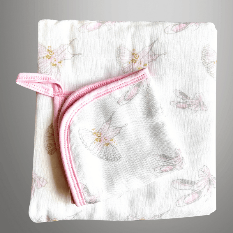 Premium Bamboo Muslin Hooded Towel and Washcloth Set - Tiny Dancer