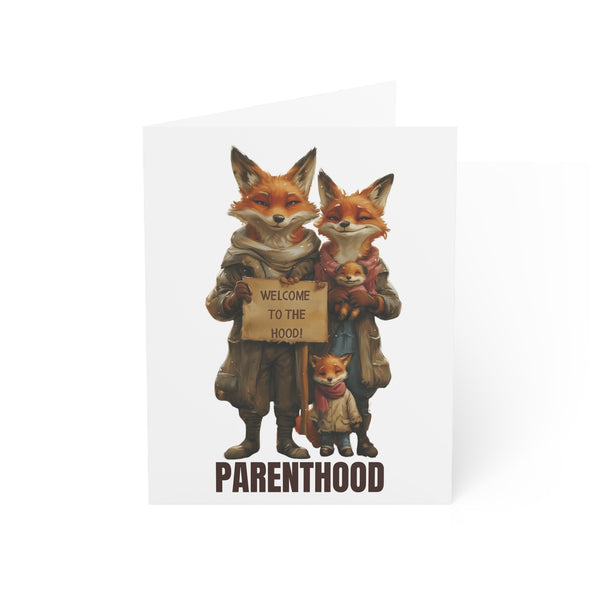 Welcome to the Hood... Parenthood New Baby Card - New Baby Congratulations Card - Fox