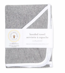 Burts Bees Baby Hooded Towel - 100% Organic Cotten - Heather Gray