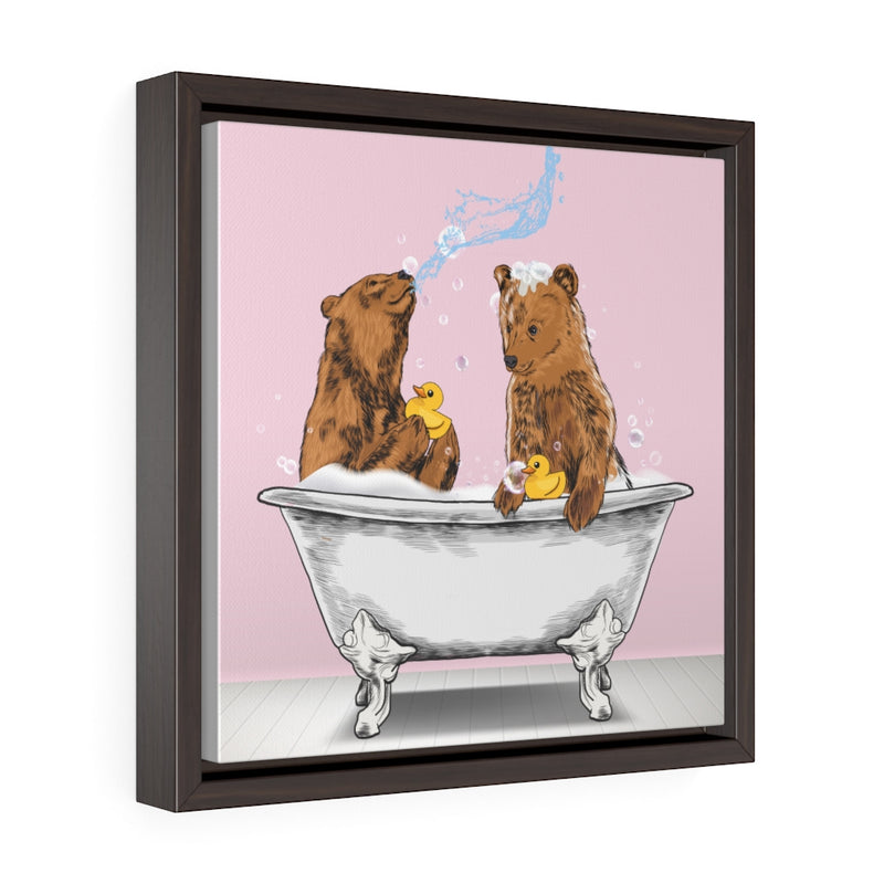 Beary Fun Bath Time - Canvas Square Print