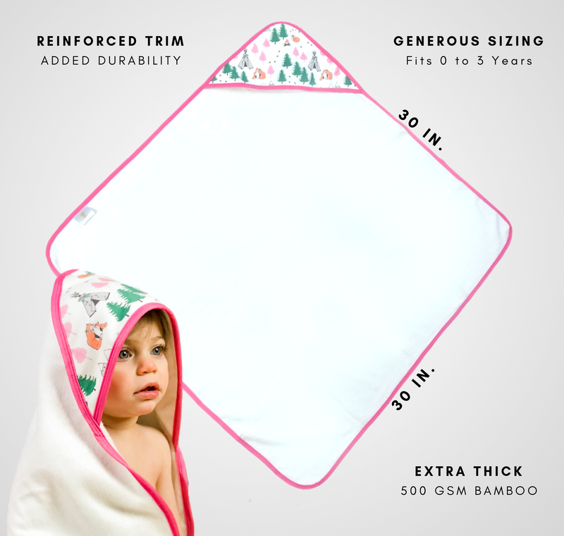 Forever Fox - Bamboo Hooded Towels for Newborn Baby - 2 Pack - Luxuriously Soft & Ultra Absorbent Baby Bath Towel with Hood and Bonus Wet Dry Bag Included