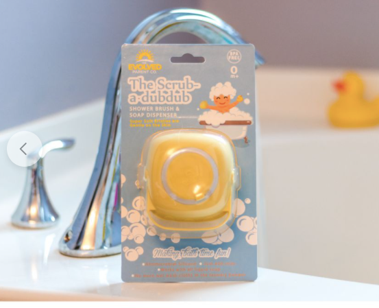 Scrub-A-Dubdub Baby Brush and Soap Dispenser in Yellow